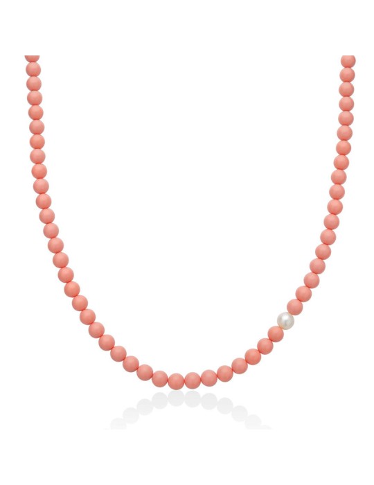 Miluna Necklace - Pearl - Pink Coral Agglomerate 8 mm - PCL6699