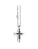 Zancan Necklace - Hi-Teck - 316L Steel - Cross - Black Spinels-EHC202