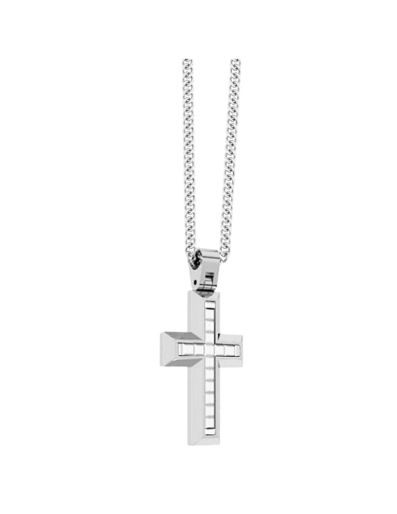 Zancan Necklace - Hi-Teck - 316L Steel - Cross - White Details - EHC216