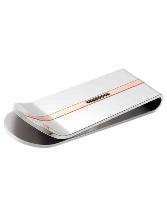 Fermasoldi Zancan-Acciaio 316L-Striscia Rose Gold-Spinelli Neri-EHF023