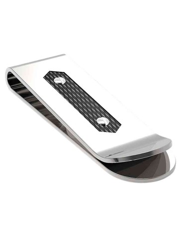 Zancan Money Clip - 316L Steel - Carbon Fiber - Silver Screws-EHF041