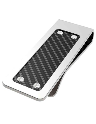 Zancan Money Clip - 316L Steel - Carbon Fiber - Silver Screws - EHF044