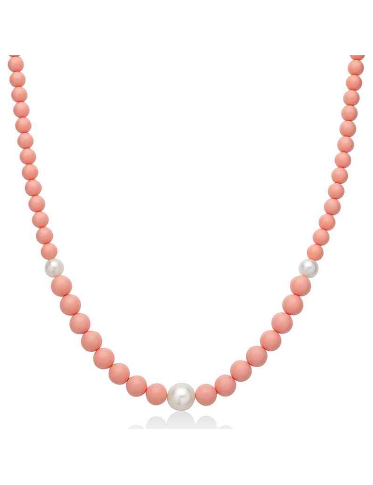 Miluna Necklace - 925% Silver - Oriental Pearl - Pink Coral - PCL6702