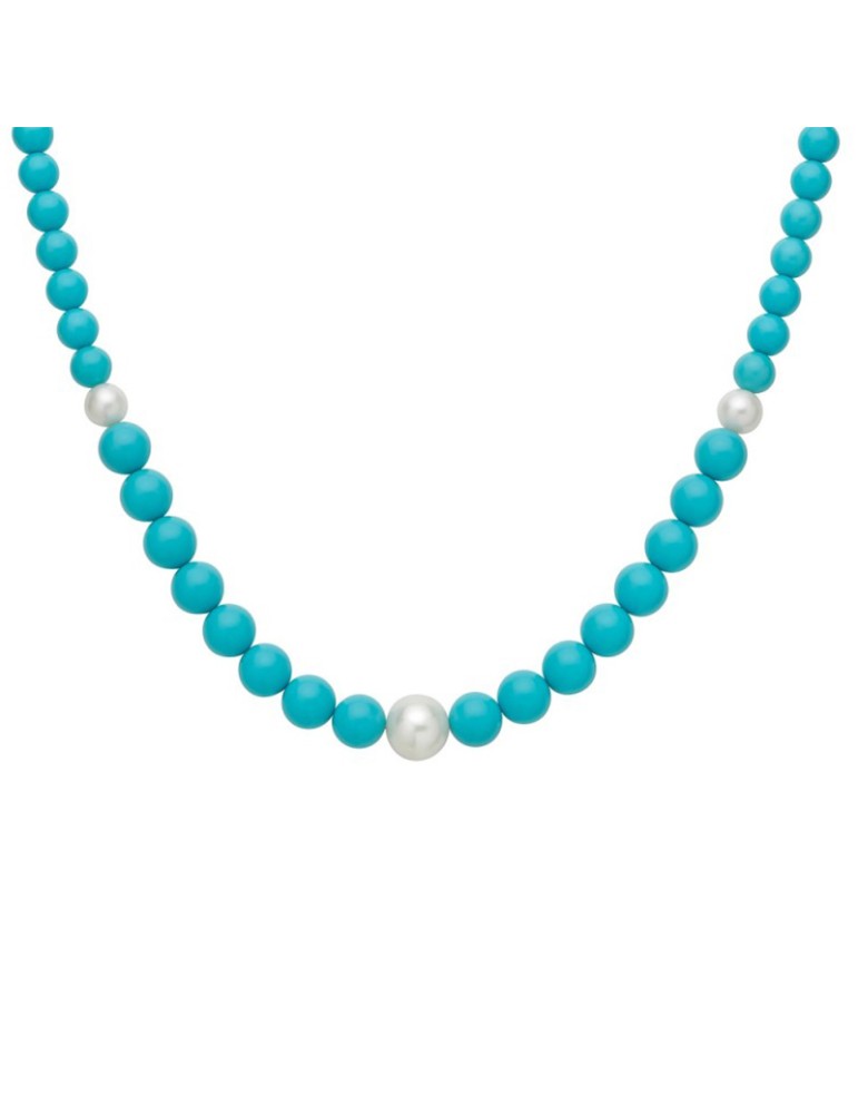 Miluna Necklace - Oriental Pearl - Turquoise Agglomerate - PCL6704