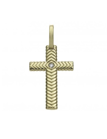 Pendente Chimento Croce - Tradition Gold Immagini Sacre in Oro Giallo 18 carati con Diamante Naturale - 0