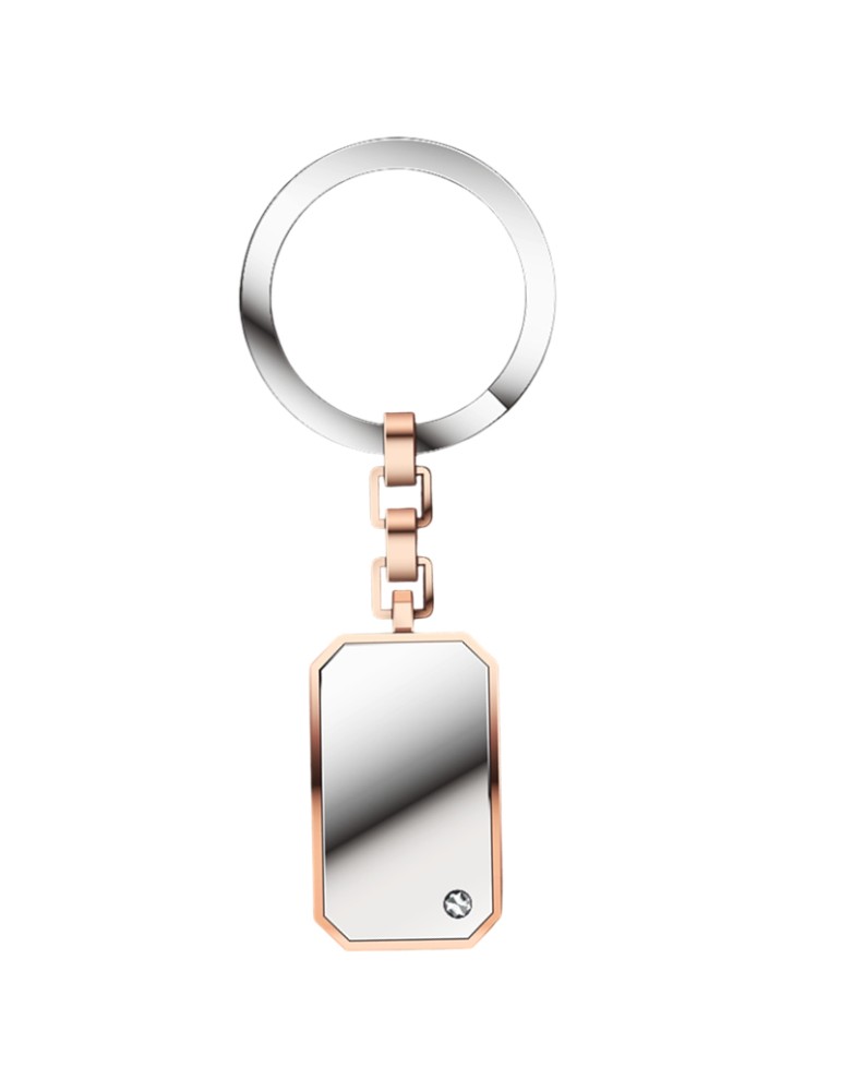 Zancan Keyring - 316L PVD Steel Rose Gold - White Sapphire-EHP075