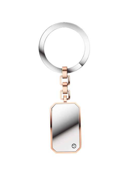 Zancan Keyring - 316L PVD Steel Rose Gold - White Sapphire-EHP075