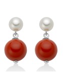 Orecchini Miluna - Agglomerato Corallo Rosso 10 mm - Perle - PER2817