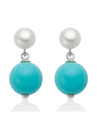 Orecchini Miluna-Argento 925%-Agglomerato Turchese 10 mm-Perle-PER2818