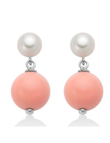 Orecchini Miluna - Agglomerato Corallo Rosa 10 mm - Perle - PER2819