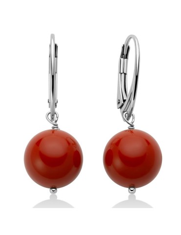 Orecchini Miluna - Argento 925%-Agglomerato Corallo Rosso 12mm-PER2820