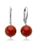 Orecchini Miluna - Argento 925%-Agglomerato Corallo Rosso 12mm-PER2820