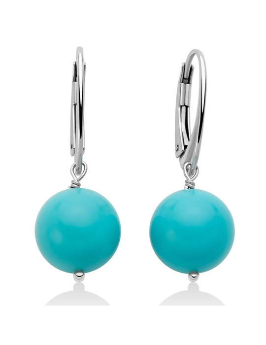 Miluna Earrings - 925% Silver - Turquoise Agglomerate 12mm - PER2821