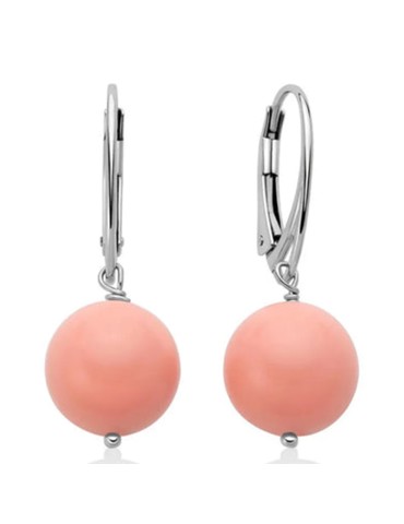 Orecchini Miluna - Argento 925% -Agglomerato Corallo Rosa 12mm-PER2822