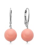 Orecchini Miluna - Argento 925% -Agglomerato Corallo Rosa 12mm-PER2822