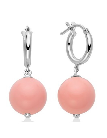 Orecchini Miluna - Argento 925% -Agglomerato Corallo Rosa 12mm-PER2823