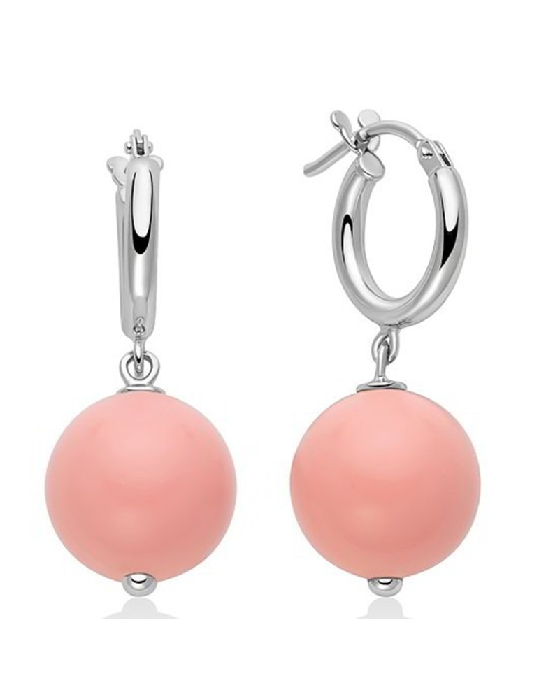 Miluna Earrings - 925% Silver - Pink Coral Agglomerate 12mm - PER2823