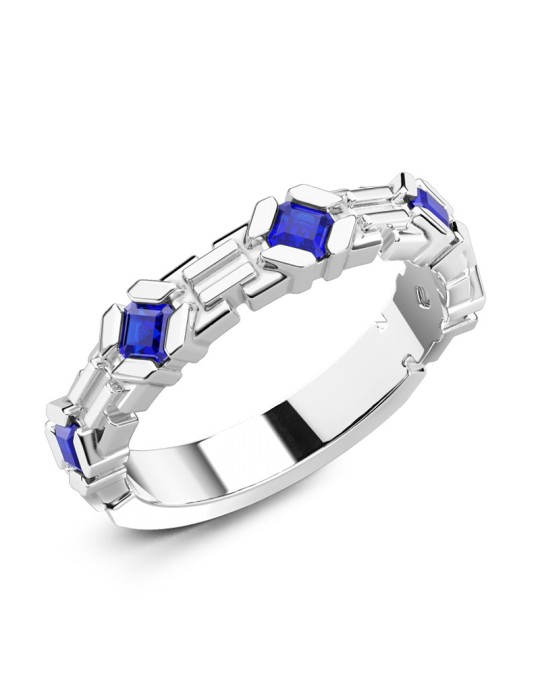 Zancan Ring - 925% Silver - Blue Spinels - Size 24 - ESA092BL-24
