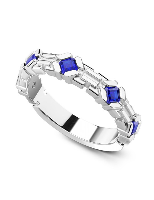 Zancan Ring - 925% Silver - Blue Spinels - Size 24 - ESA092BL-24