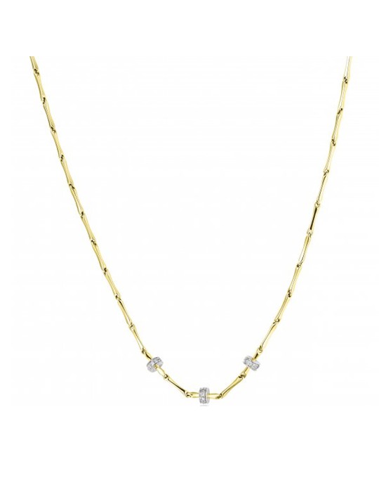 Chimento Bamboo Shine Necklace in 18K Yellow Gold with Natural Diamonds, 45 cm - 0