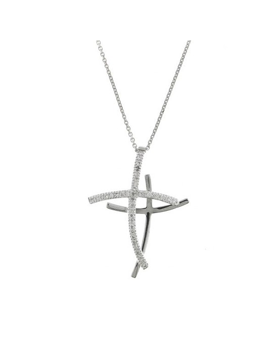Chimento Necklace - Tradition Diamond Crosses in 18K White Gold - 45 cm - 0