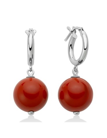 Orecchini Miluna - Argento 925%-Agglomerato Corallo Rosso 12mm-PER2824
