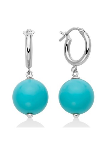 Miluna Earrings - 925% Silver - Turquoise Agglomerate 12mm - PER2825