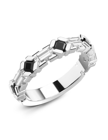 Zancan Ring - 925% Silver - Black Spinels - Size 19 - ESA092NE-19
