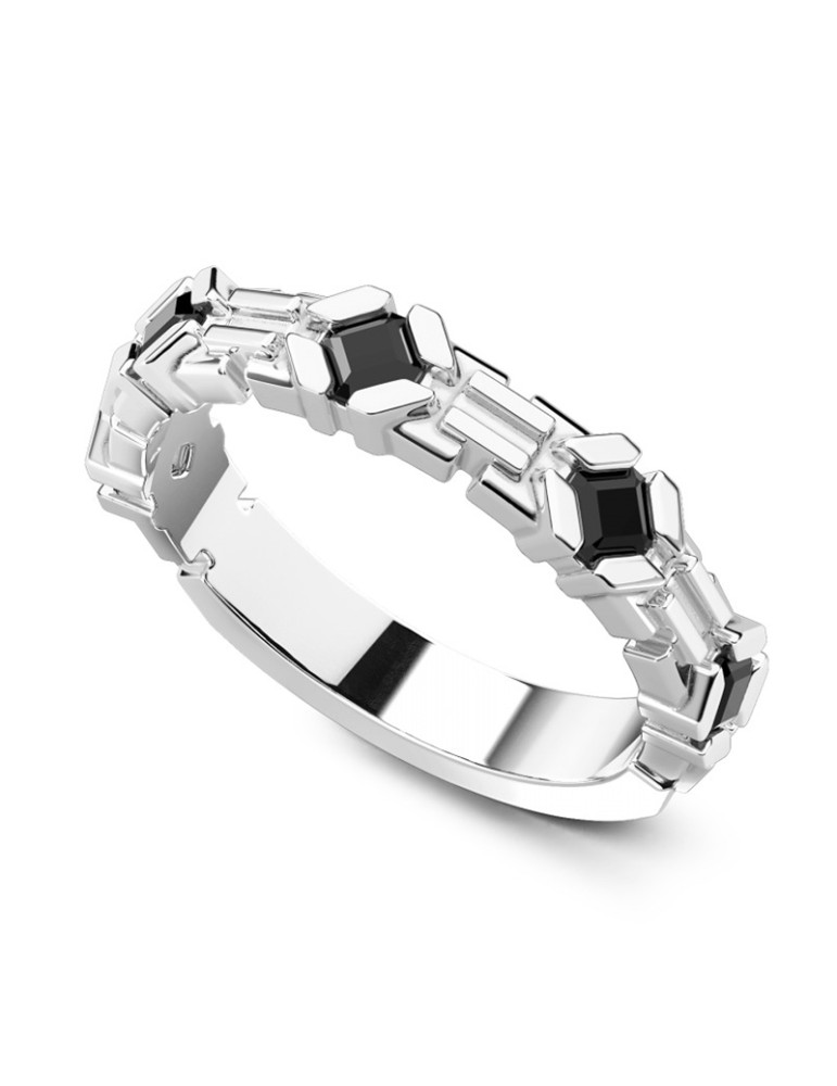 Zancan Ring - 925% Silver - Black Spinels - Size 19 - ESA092NE-19