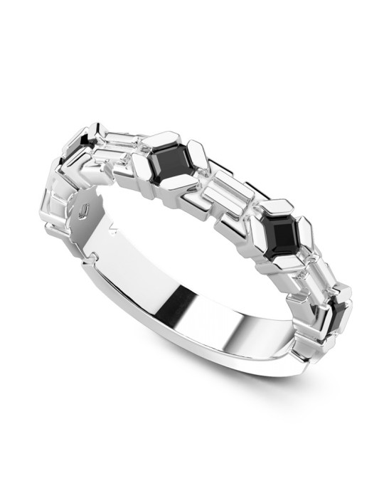 Zancan Ring - 925% Silver - Black Spinels - Size 19 - ESA092NE-19