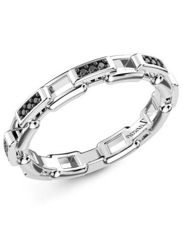 Zancan Ring - 925% Silver - Rows of Black Spinels - ESA095NE-24