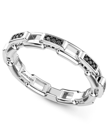 Zancan Ring - 925% Silver - Rows of Black Spinels - ESA095NE-24 2