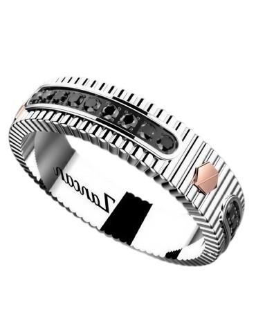 Zancan Ring - 925% Silver - Black Spinels - PVD Rose Gold Screws - ESA112-20 2