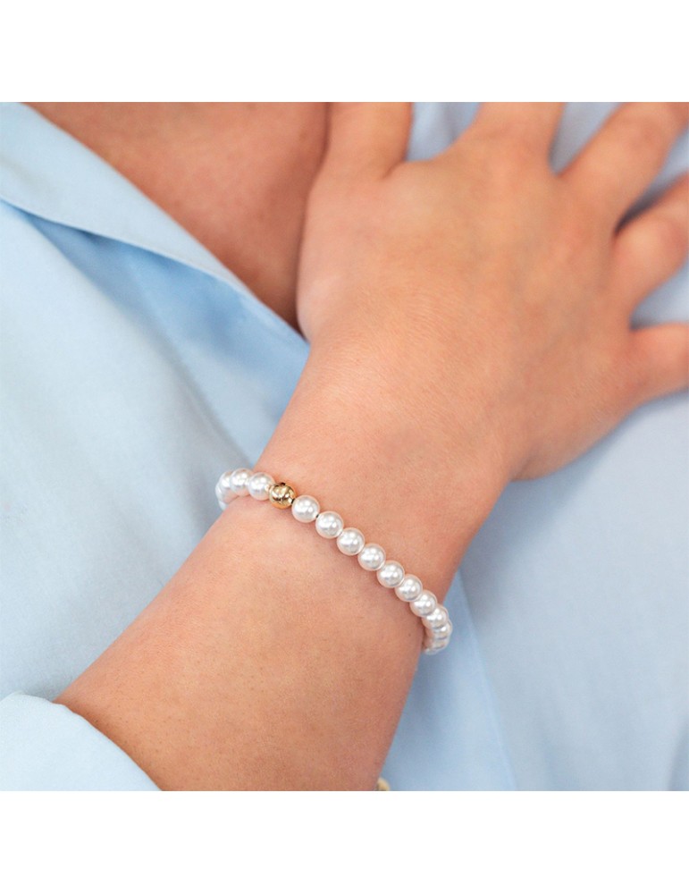 Bottega Boccadamo Bracelet-Pearl-925% Silver Golden-Pearls 6mm-BBR131D
