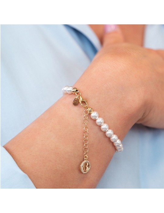 Bottega Boccadamo Bracelet-Pearl-925% Silver Golden-Pearls 6mm-BBR131D