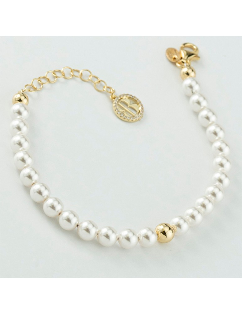 Bottega Boccadamo Bracelet-Pearl-925% Silver Golden-Pearls 6mm-BBR131D