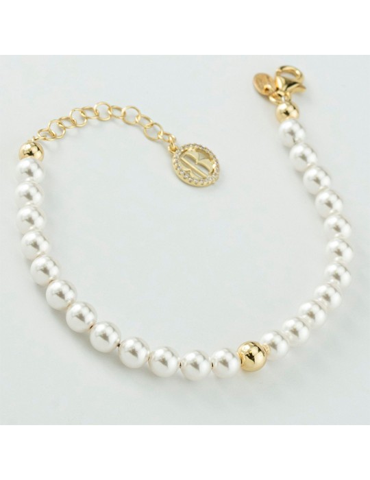 Bottega Boccadamo Bracelet-Pearl-925% Silver Golden-Pearls 6mm-BBR131D