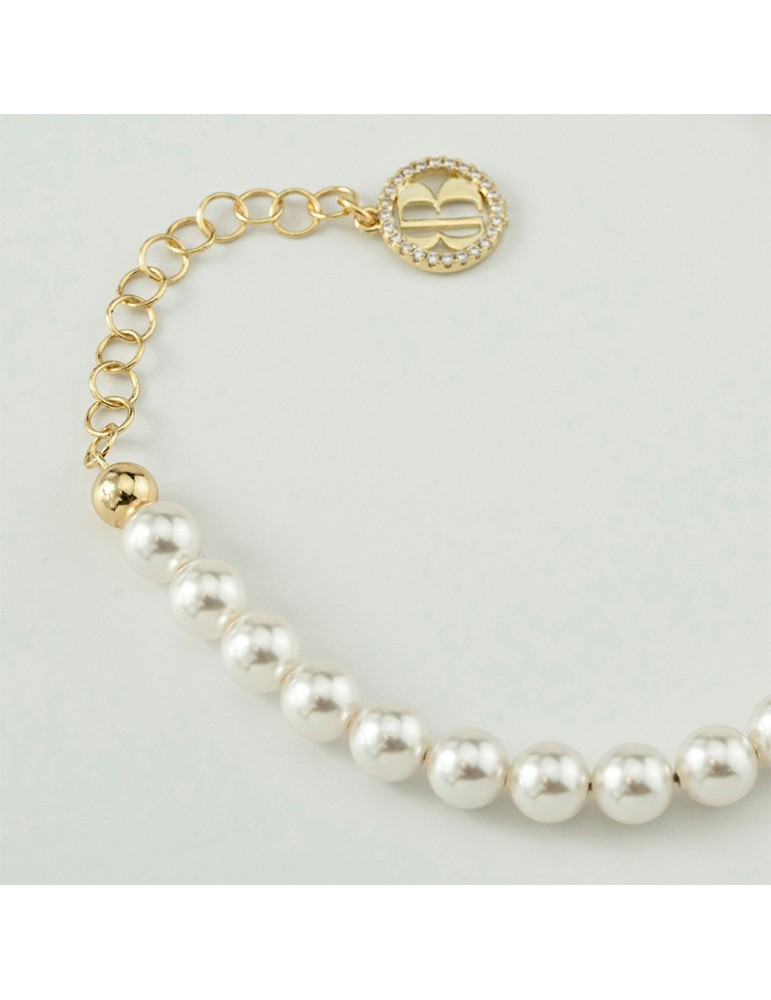 Bottega Boccadamo Bracelet-Pearl-925% Silver Golden-Pearls 6mm-BBR131D