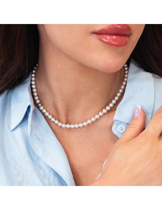 Bottega Boccadamo Necklace - 925% Silver - Boule - Pearls 6 mm - BGR140