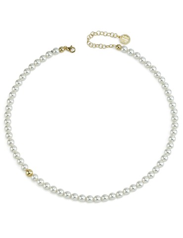 Collana Bottega Boccadamo-Argento 925% Dorato-Boule-Perle 6 mm-BGR140D