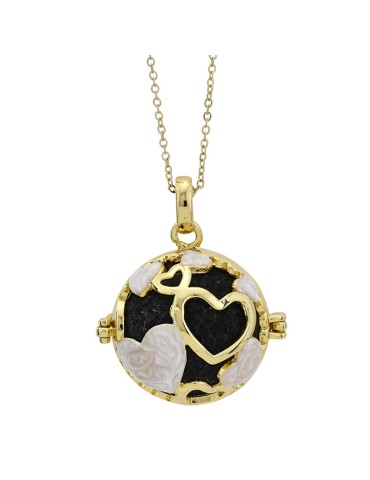 Collana Boccadamo - Pendente-Argento 925% Dorato -Cuori Bianchi-BTGR20