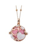 Boccadamo Necklace - 925% Pink Silver - Enameled White Hearts - BTGR21