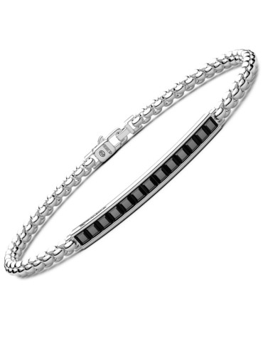 Zancan Bracelet - Hi-Teck-Steel 316L-Row of Black Spinels-ESB308NE