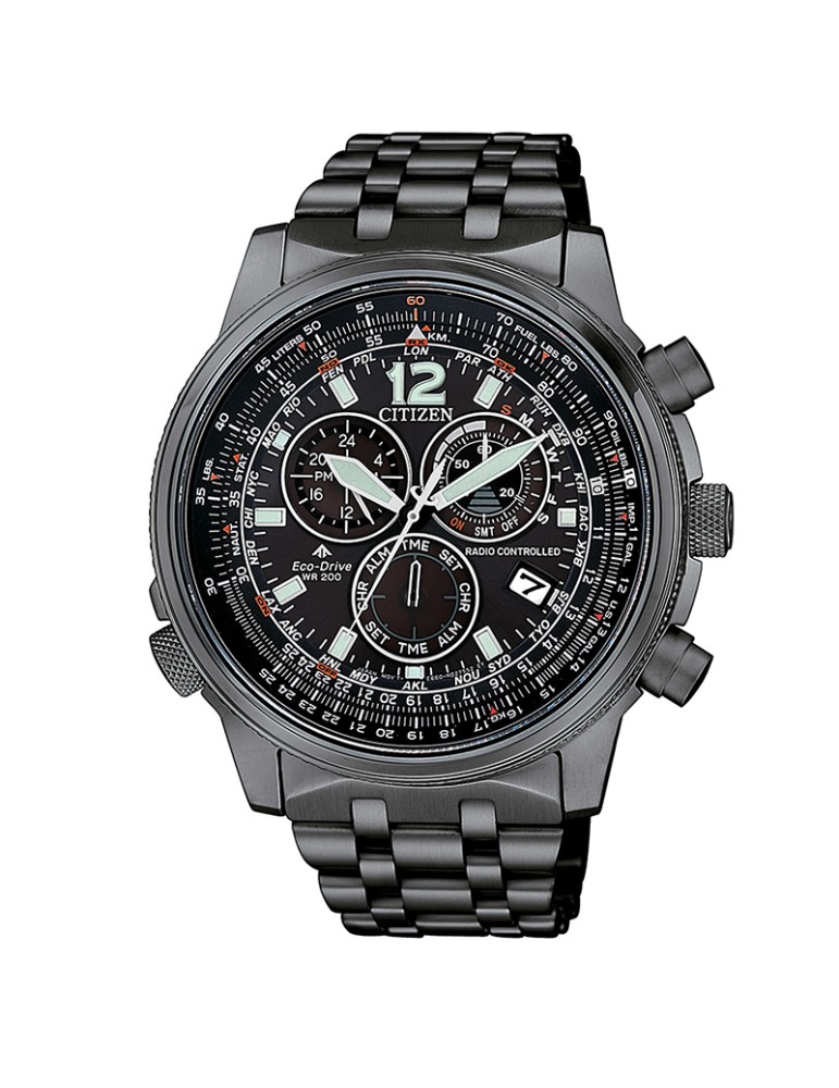 Orologio Citizen - Radiocontrollato Crono Pilot Acciaio 45mm Nero - 0