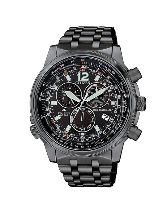 Orologio Citizen - Radiocontrollato Crono Pilot Acciaio 45mm Nero - 0