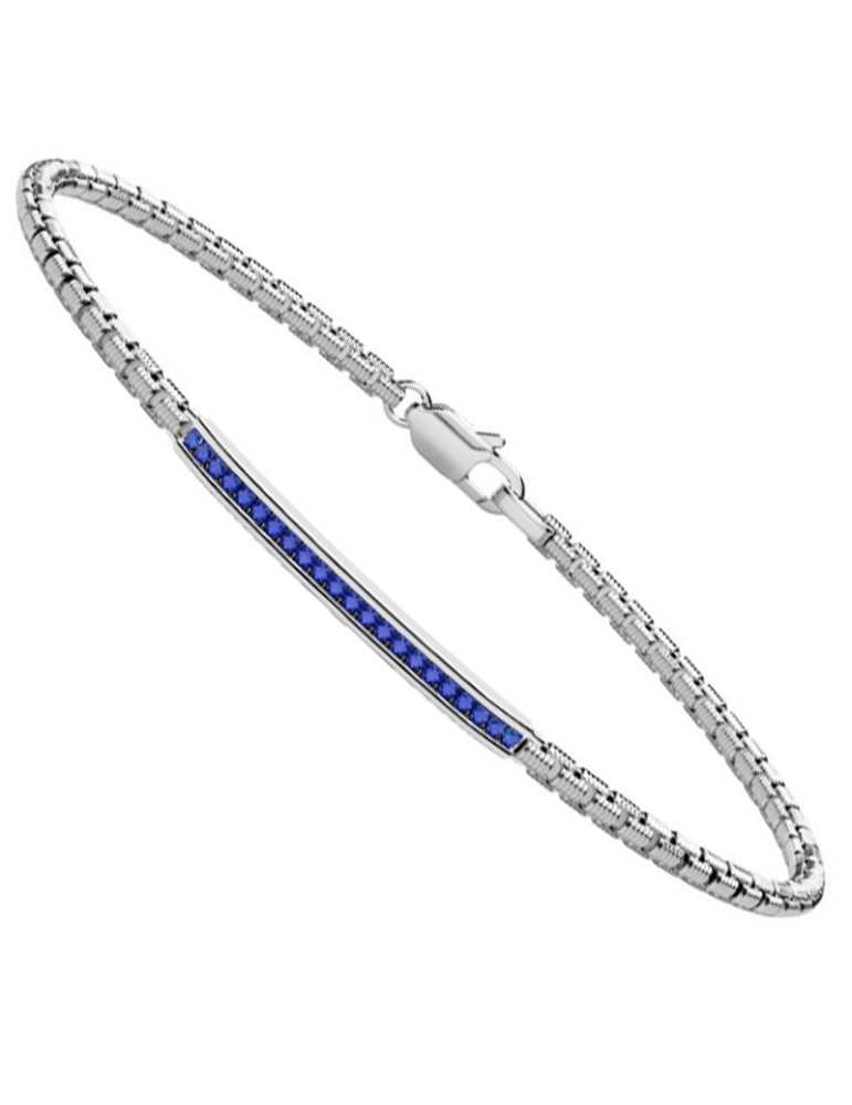 Zancan Bracelet - 925% Silver - Row of Blue Spinels - ESB375BL