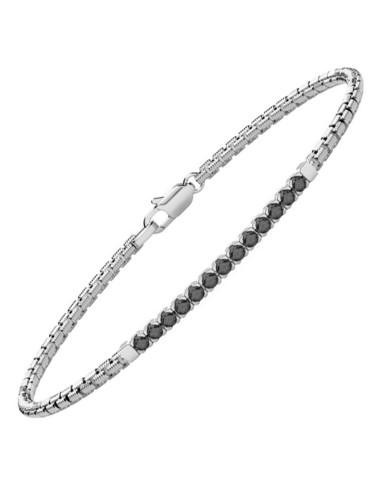 Zancan Bracelet - 925% Silver - Row of Black Spinels - ESB381NE