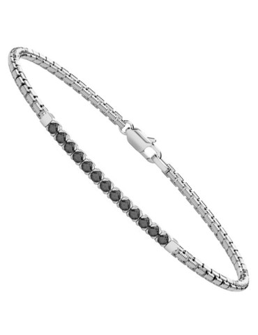 Zancan Bracelet - 925% Silver - Row of Black Spinels - ESB381NE 2