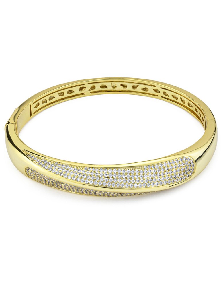 Boccadamo Bracelet - Gilded Bronze - Cubic Zirconia Pavé - KBR030D