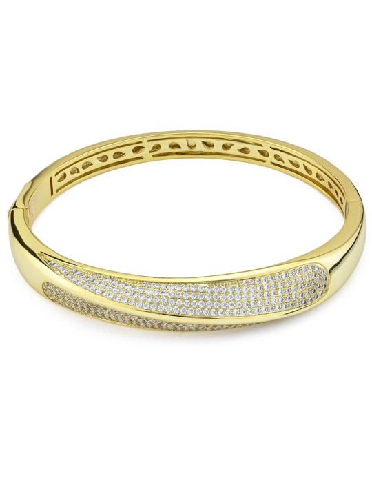 Bracciale Boccadamo - Bronzo Dorato - Pavè di Cubic Zirconia - KBR030D